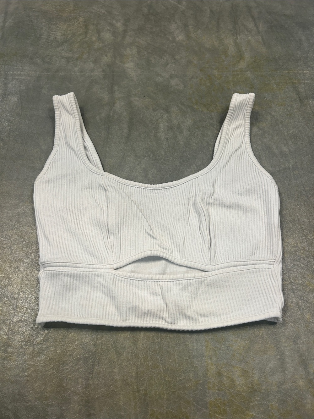 Suzette Collection white ribbed cut out knit crop top